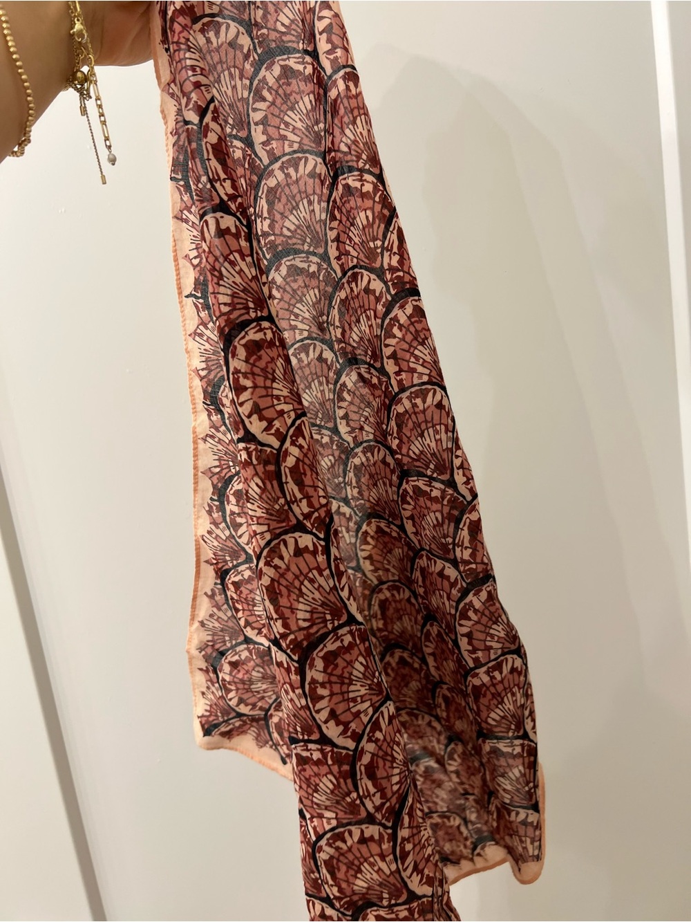 Printed Pink Shell-Pattern Head Scarf